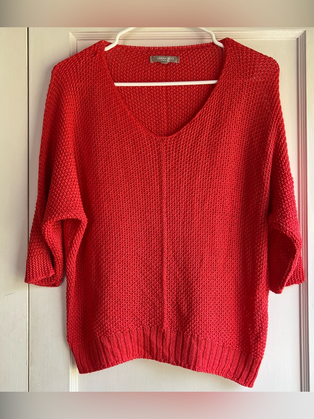 V-Neck Knit Sweater — Cerise Pink